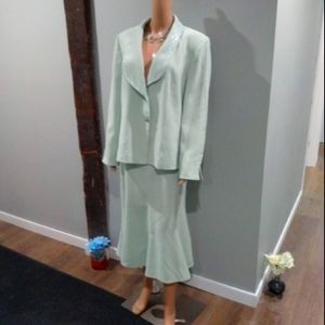 Adella Mint Green Studded Skirtsuit